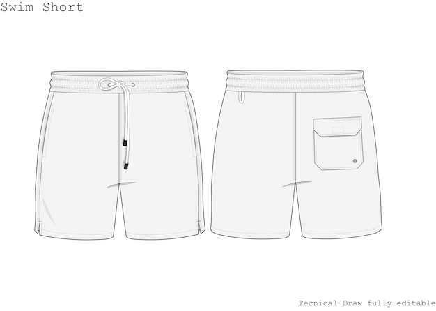 Swim Short Technical Hand Draw