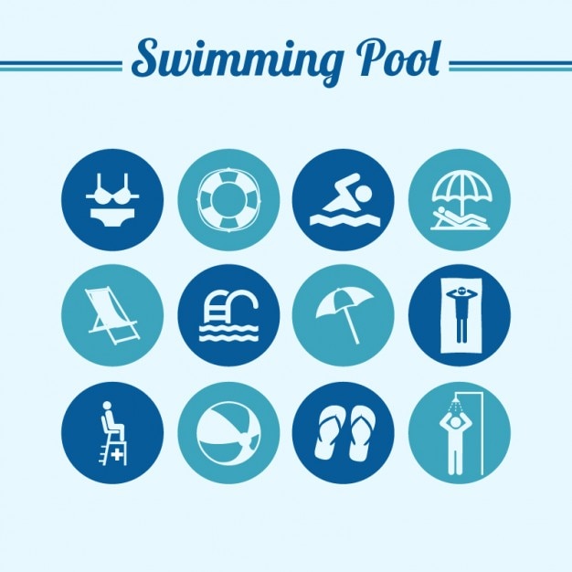 Swiming pool round flat symbols