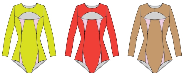 Swimmart bikinis flat sketch modello di illustrazione vettoriale di disegno tecnico