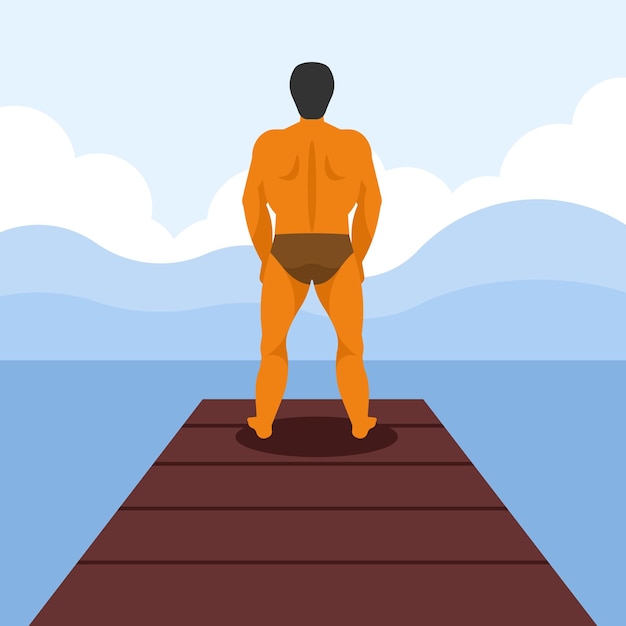 Vector a swimmer is standing on the pier isolated on transparent background