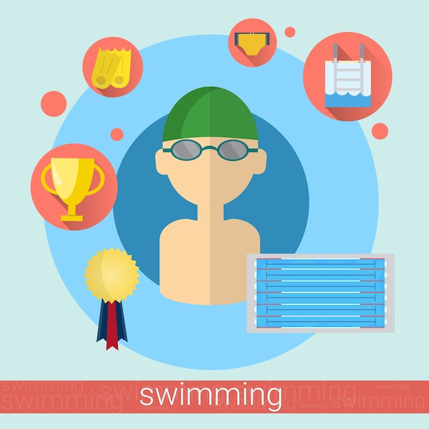 Vector swimmer man swimming icon