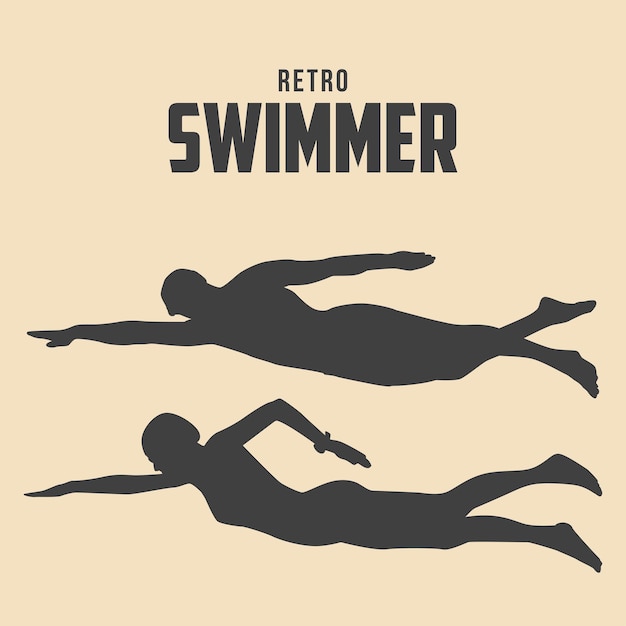 Vector swimmer silhouette black vector illustration