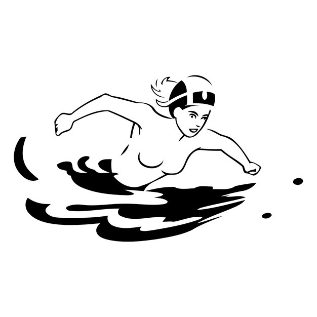 Vector swimmer in the swimming pool vector illustration on white background