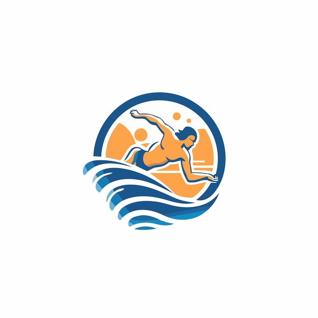 Vector swimmer vector logo design template swimmer vector logo design