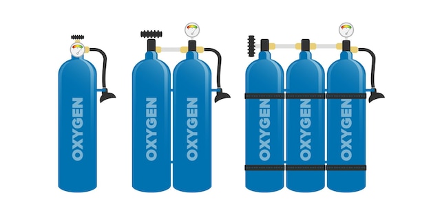 수영 공기 실린더 세트 블루 압축 천연 산소 실린더 화이트 절연