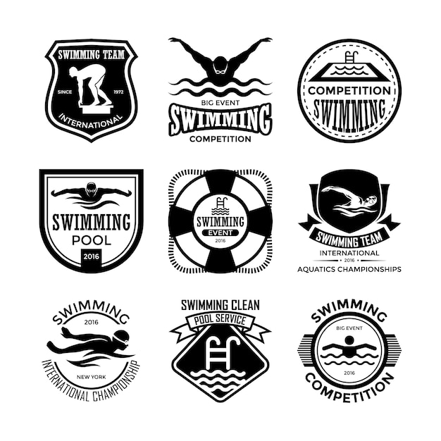 Vector swimming badges