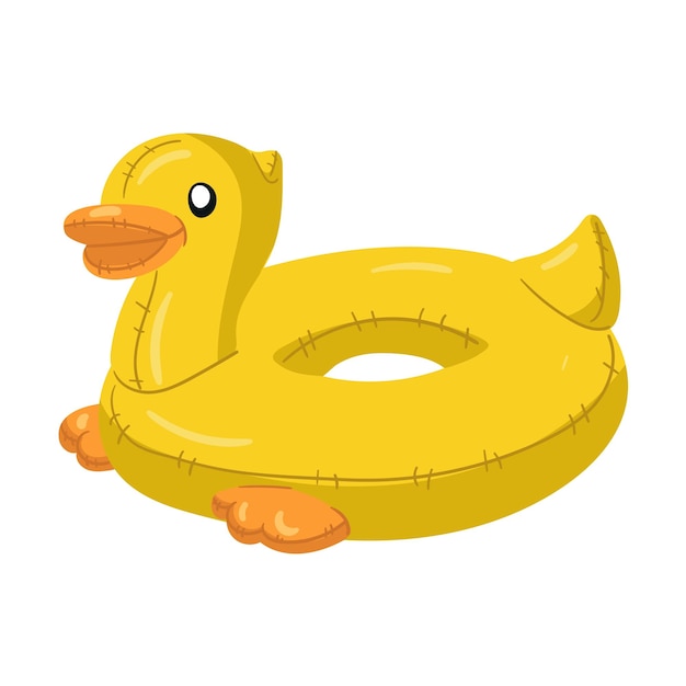 swimming circle in the form of yellow duck with big round eyes a bright orange beak and a cute tail