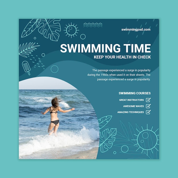 Swimming flyer template with photo