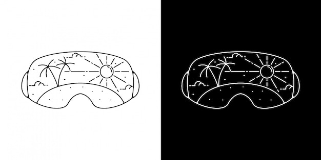 Vector swimming goggles monoline design