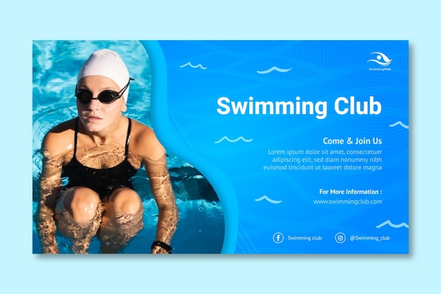 Modello di banner orizzontale di nuoto