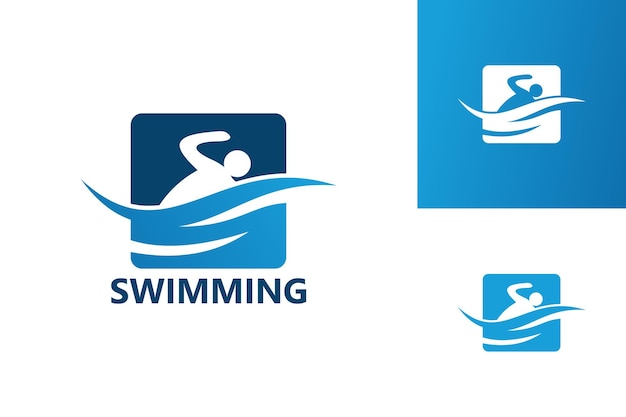 Vettore di disegno del modello di logo di nuoto, emblema, concetto di design, simbolo creativo, icona