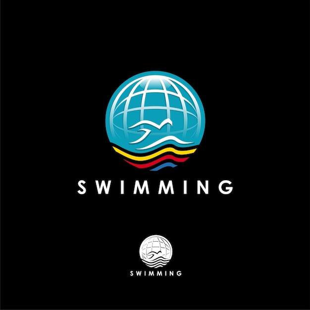 Vector swimming logo vector premium