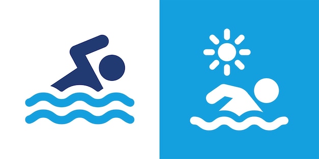 Vector swimming man icon.