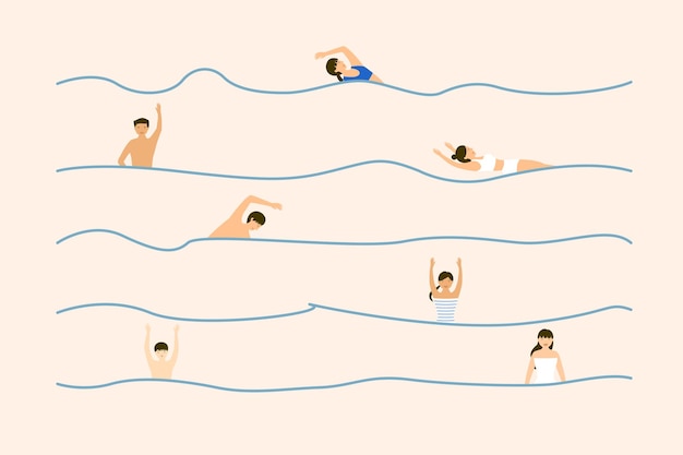 Swimming people in the sea