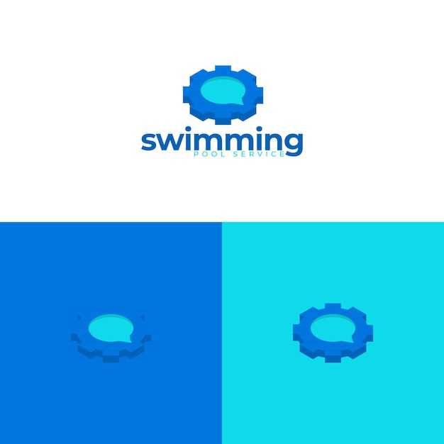 Vettore progettazione del logo della chat della piscina