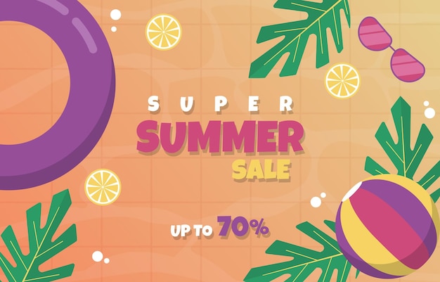 Modello di poster per eventi vacanze con vendita estiva di frutta in piscina