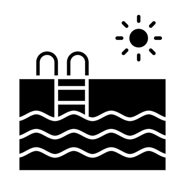 Swimming Pool Glyph Solid Black Illustration