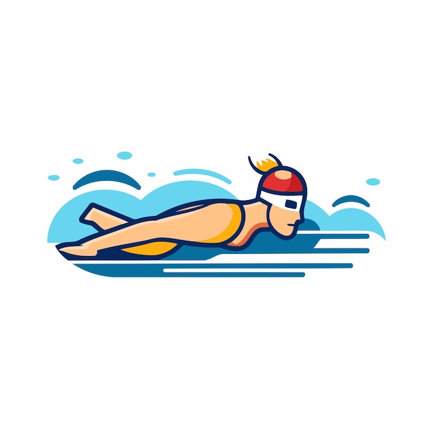 수영장 아이콘 수영장에서 수영하는 수영자의 터 일러스트레이션