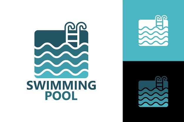 Vector swimming pool logo template premium vector