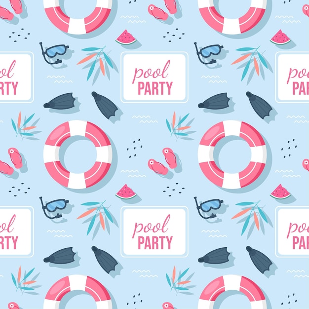 Swimming Pool Seamless Pattern Vector Illustration with Summer Vacation Element Background