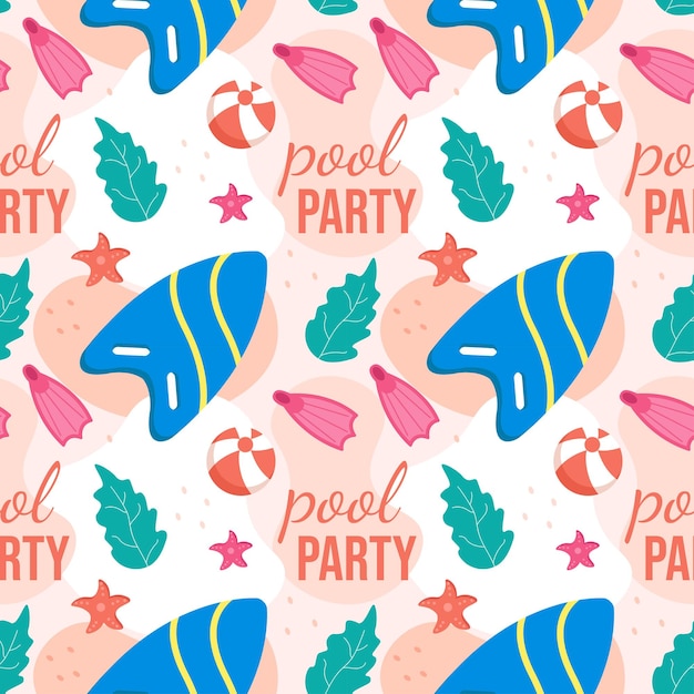 Swimming Pool Seamless Pattern Vector Illustration with Summer Vacation Element Background