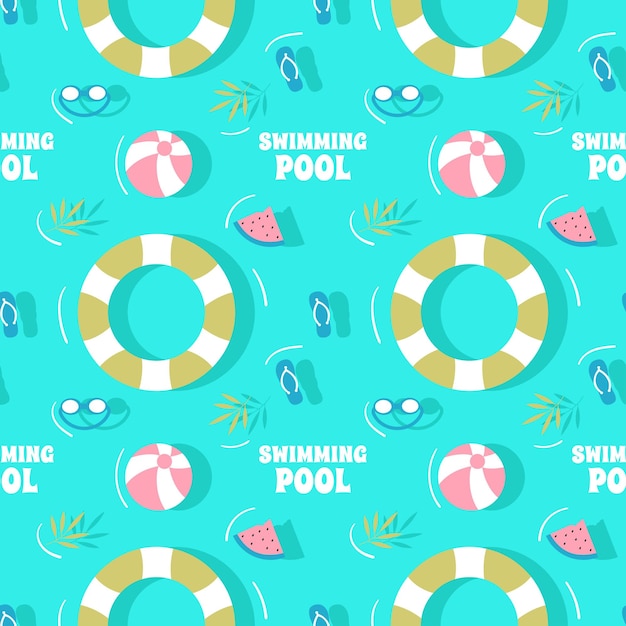 Vector swimming pool seamless pattern vector illustration with summer vacation element