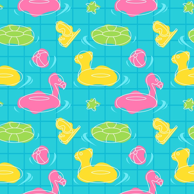 Swimming Pool Seamless Pattern Vector Illustration with Summer Vacation Element