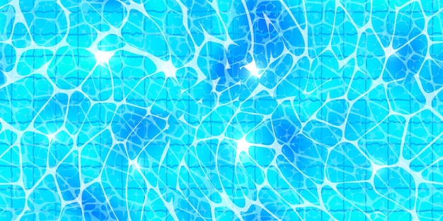 Vector swimming pool top view seamless texture with sunlight glare reflect