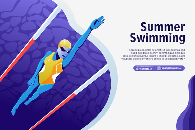 Swimming Sport Illustration Vector Swimming Background for banner poster and flyer