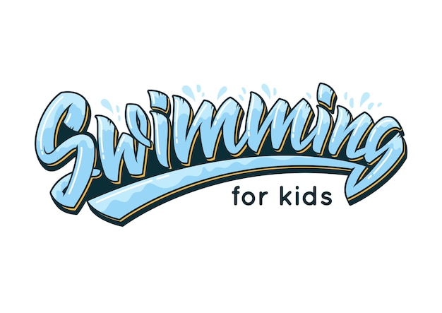 Swimming typography logo design in graffiti style