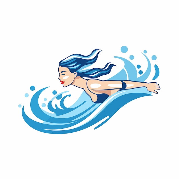 Swimming woman icon Swimming girl in the pool Vector illustration