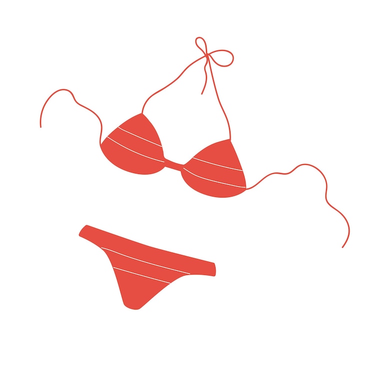 Vector swimsuit beauty accessory summer beach vacation bikini to sunbathe and swim in water