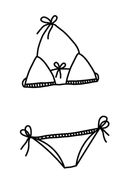 Вектор Купальник женская одежда векторная иллюстрация ручной рисунок каракули эскиз отдельно на белом фоне море океан путешествия отпуск праздники абстракция стилизация лето