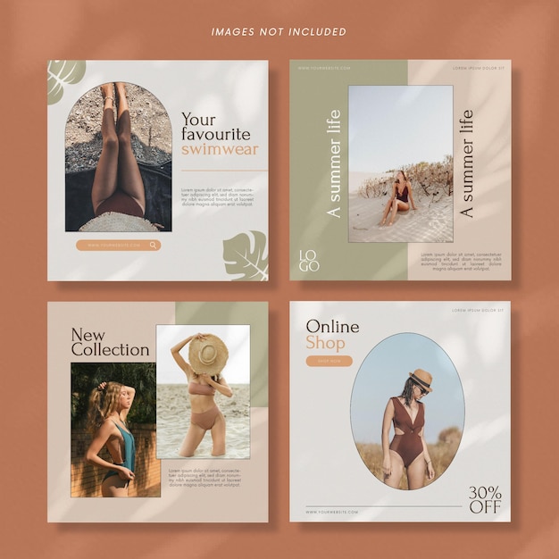 Swimwear social media post template collection EPS premium