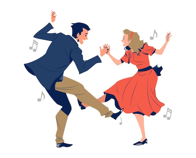 Vector swing dancing couple