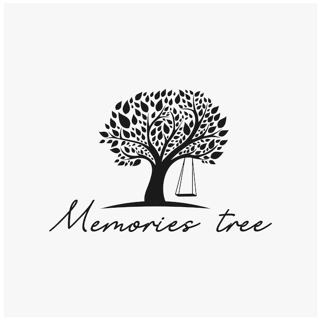 Swing tree. place of memories illustration logo design