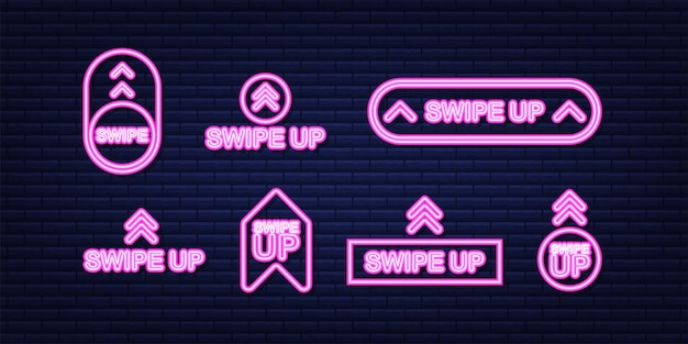 Swipe up icon set isolated on background for stories design. neon icon. vector stock illustration.