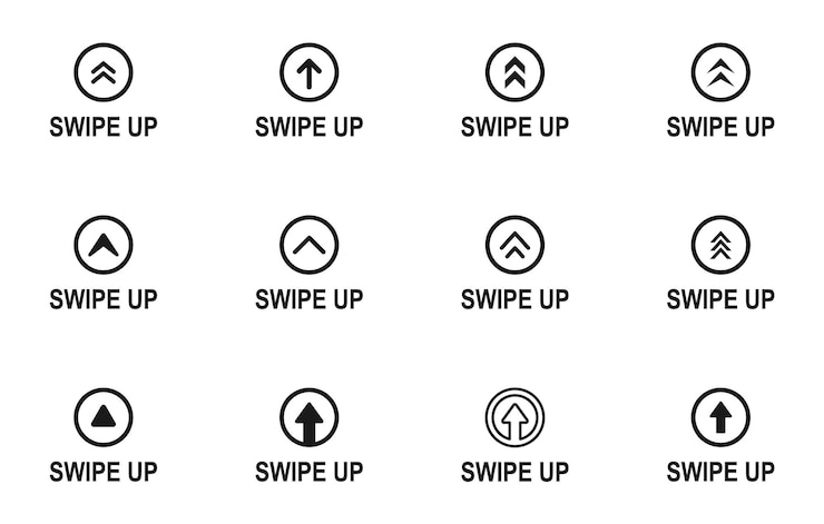 Vector swipe up icon set up arrow button symbol