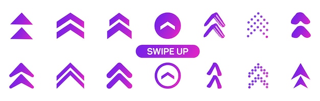 Swipe up set of buttons for social media Arrows buttons and web icons for advertising and marketing