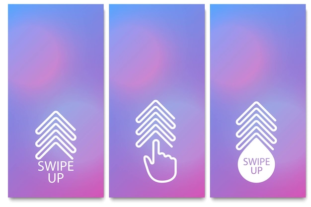 Vector swipe up, set of buttons for ui screen social media. arrow web icon for advertising and marketing in social media application. scroll or swipe up. simple linear gradient design.