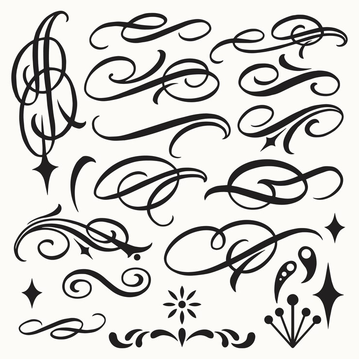 Vector 手書きのデザインの巻き要素