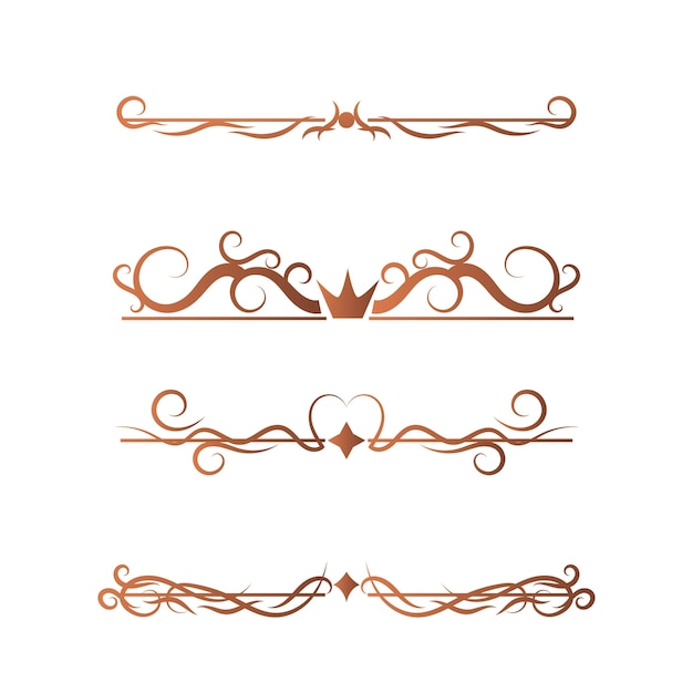 Vector swirl lines calligraphy ornament set isolated on white background for luxury graphic design