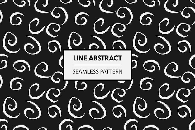 Swirl white lines abstract seamless repeat vector swatch pattern black background