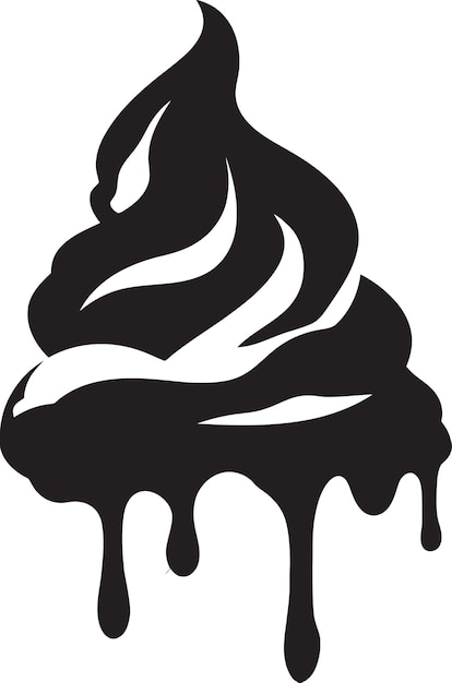 Vector swirled elegance ice cream emblem design frosty temptation black cone treat