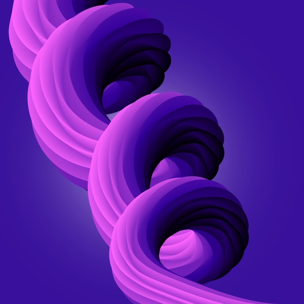 Vector swirling thick line with pink purple gradient