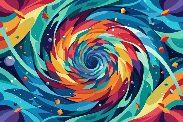 A swirling vortex of colors and shapes suggesting chaos and confusion