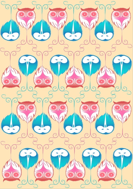 Vector swirly owls pattern wallpaper