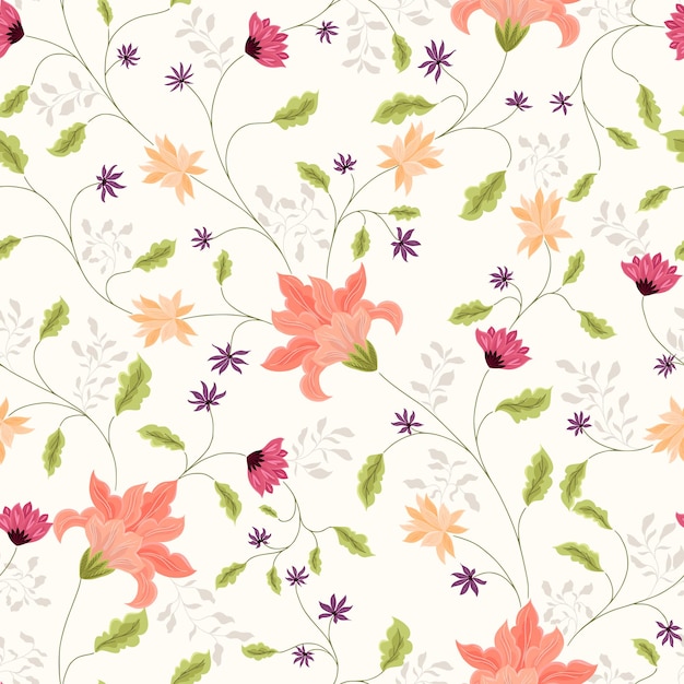 Vector swirly pink and peach floral pattern