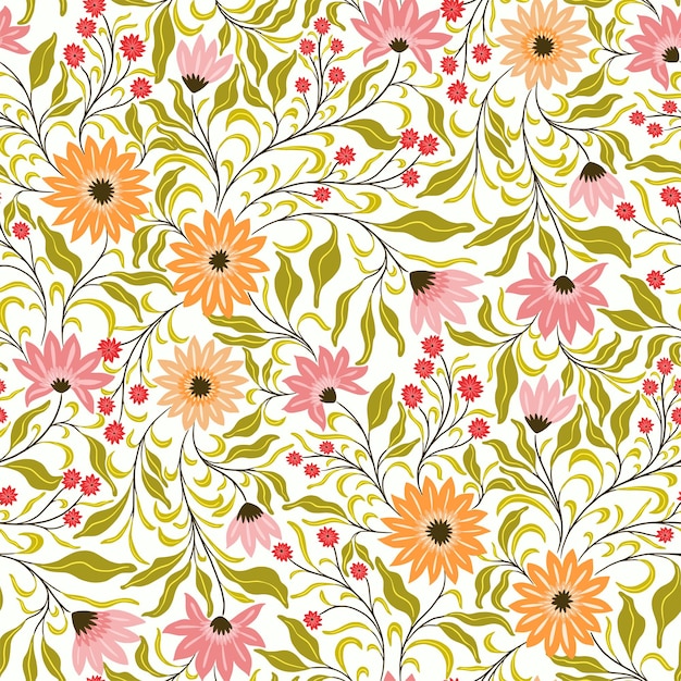 Swirly small ditsy floral print design