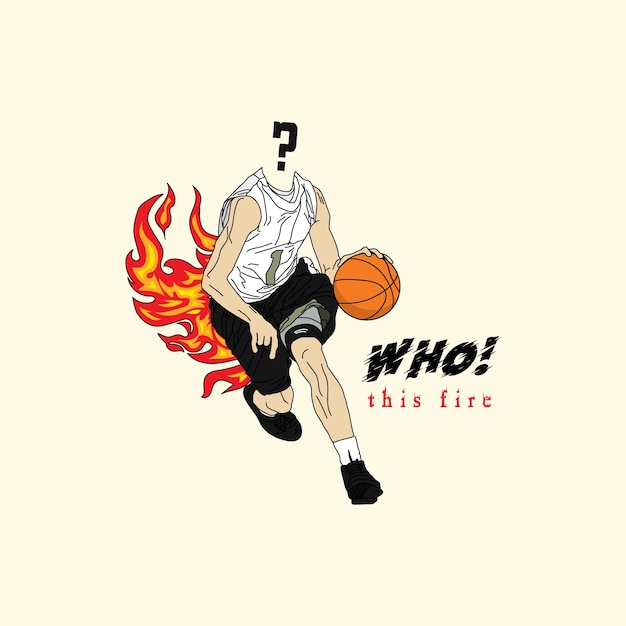 Vector swish basketball player on firing vector design with minimal style